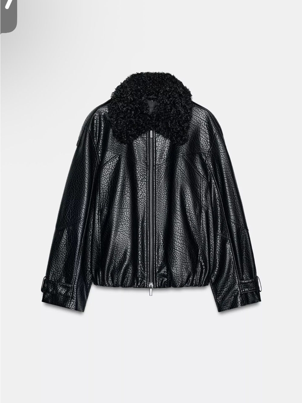 Leather Effect Bomber Jacket ZW Collection in Black